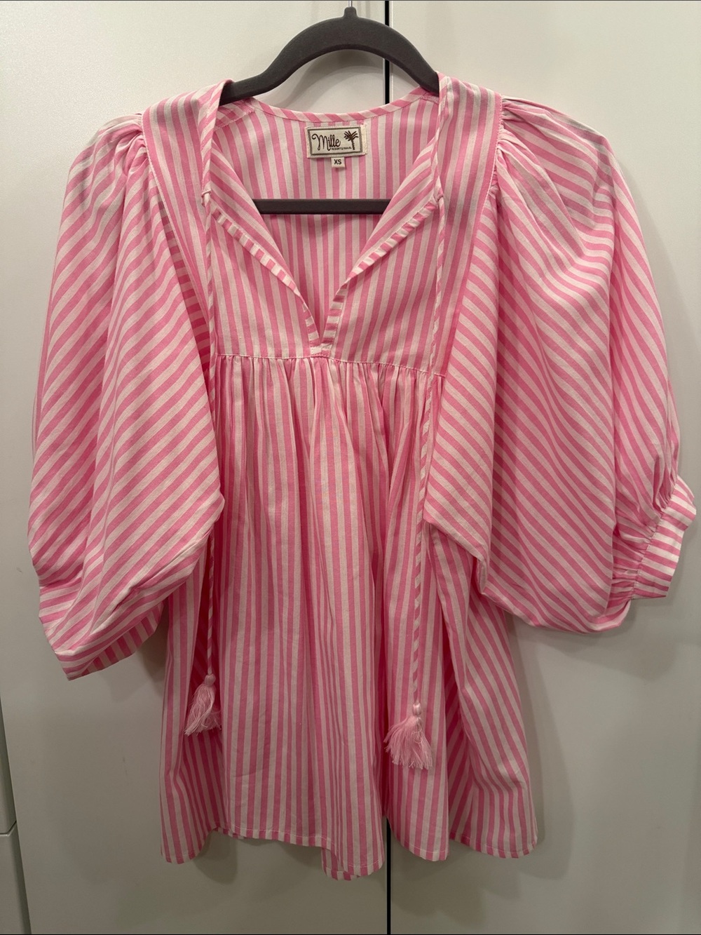 Pink Striped Peasant Tunic - XS